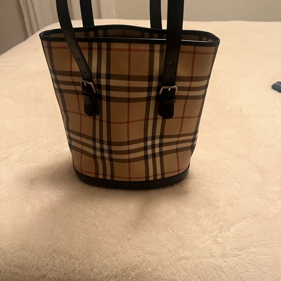 Burberry Plaid Tote Bag - Tan and Black - Picture 2 of 8